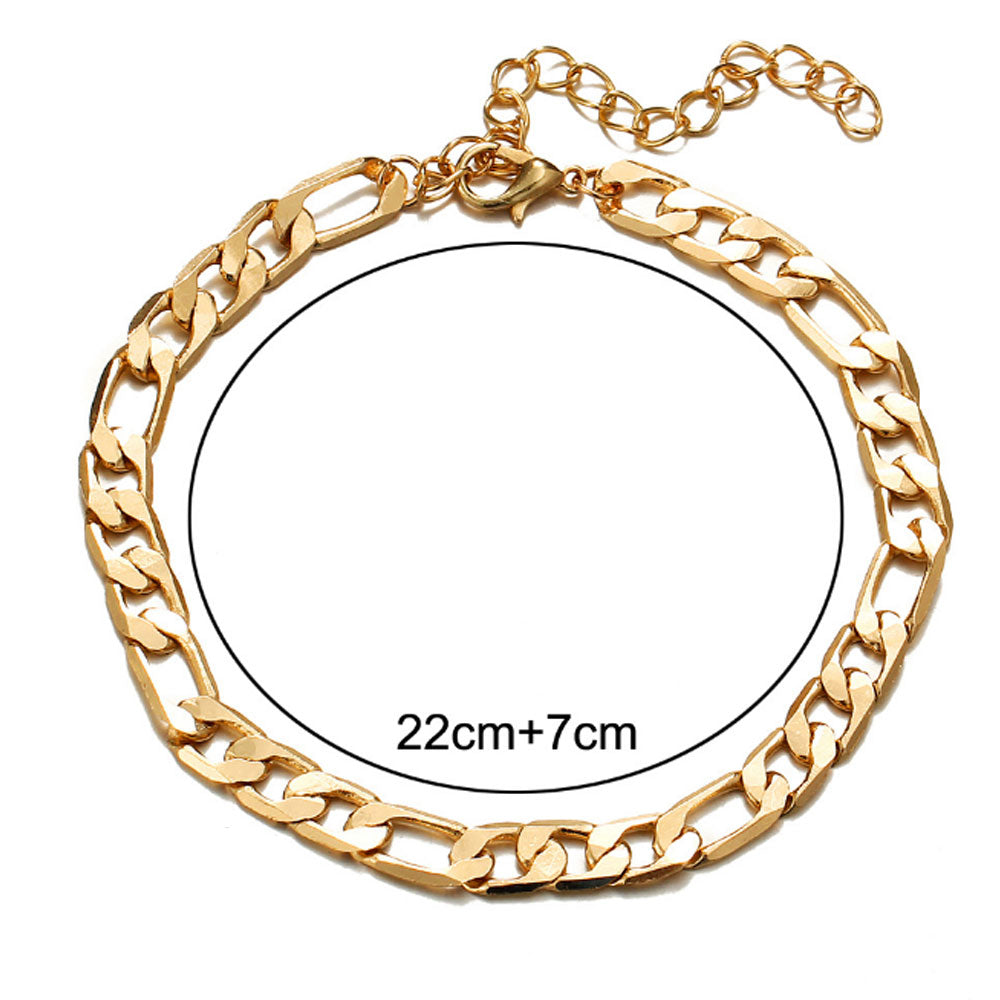 fashion gold and silver cuban classic chain anklet chain foot jewelry anklet bohemian