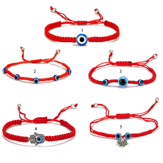men's fashion handmade d-evil eye bracelet adjustable lucky red string rope woven bracele