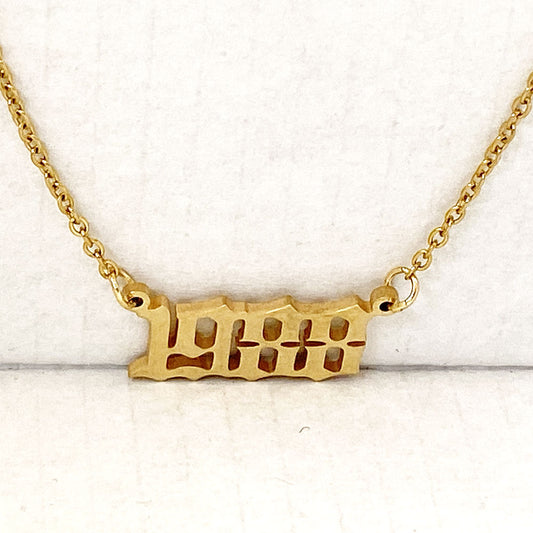gold plated personalized birth birthday new year number chain necklace stainless steel wholesale