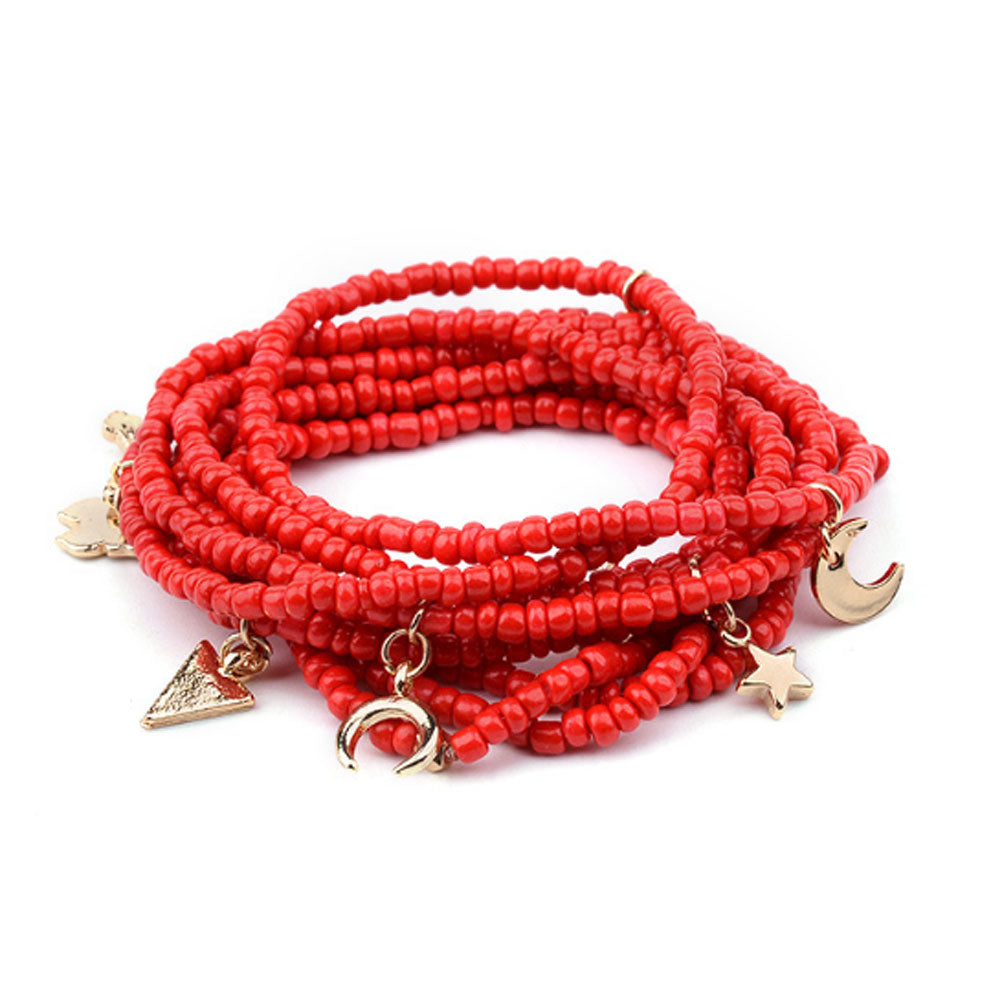big weight loss body African glass seed waist belly beads beaded layer chain with charm bohemian jewelry elastic cord 140cm