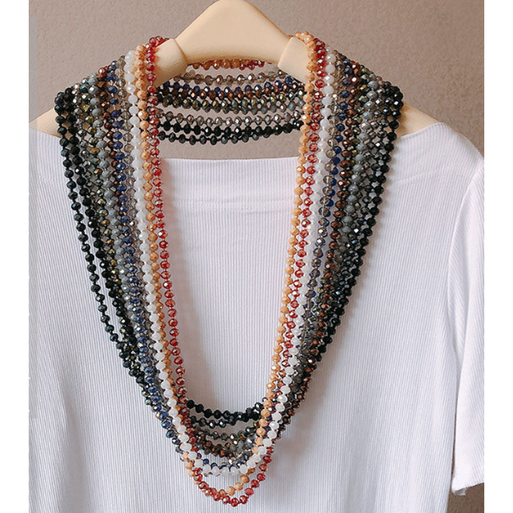 colorful bohemian 8mm 35 inches long design hand knotted statement glass bead beaded necklaces jewelry
