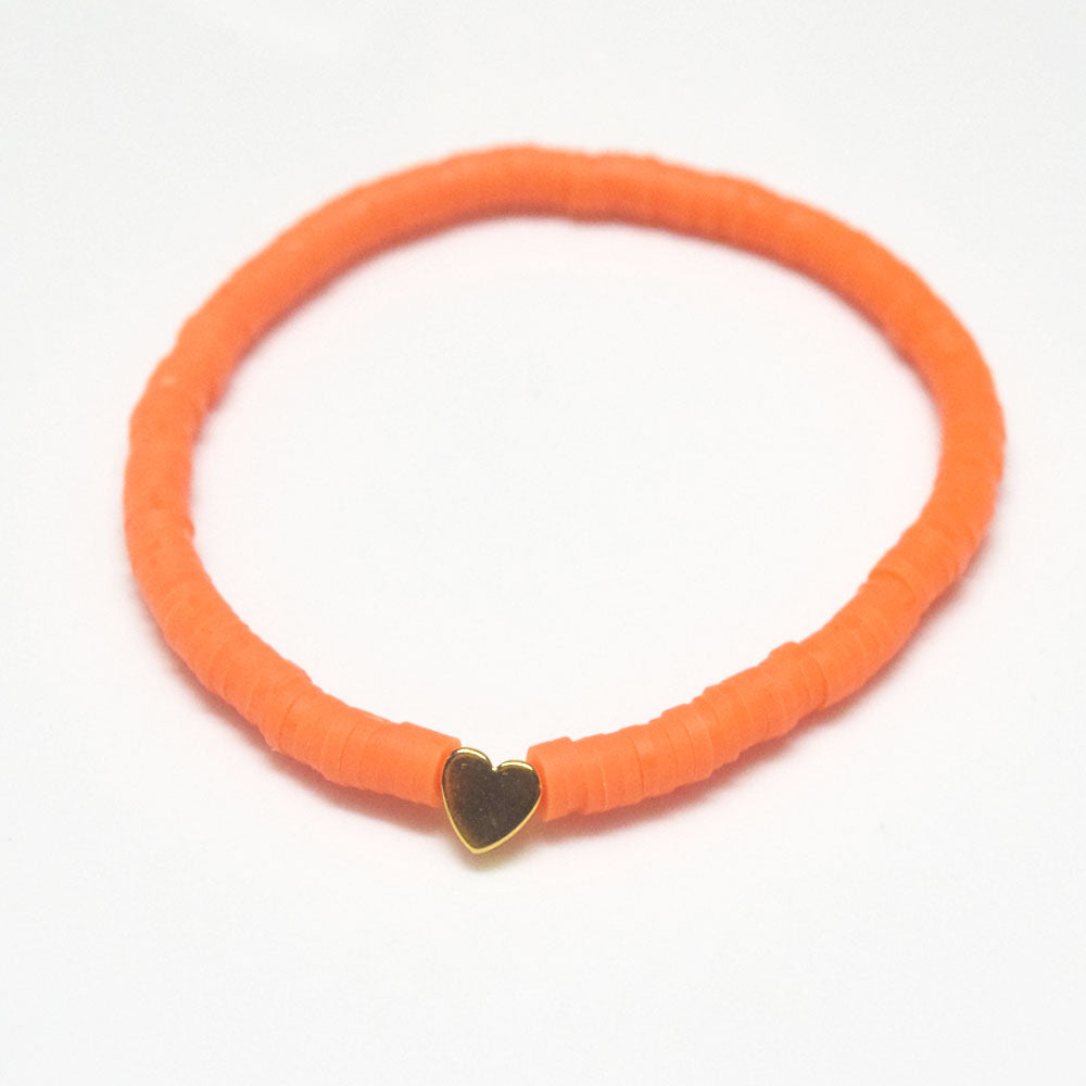 handmade bohemian soft clay polymer bead stackable bracelet women beach boho heart charm bracelets jewelry