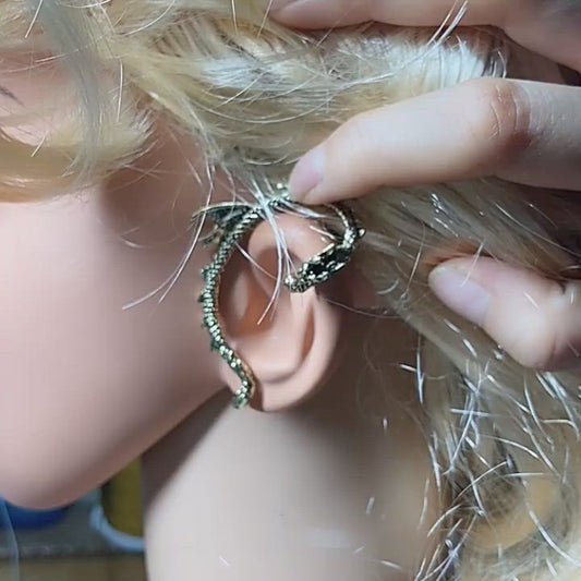 brass alloy dragon charm ear climber cuff unisex cuffs earrings ear wrap crawlers earring unisex