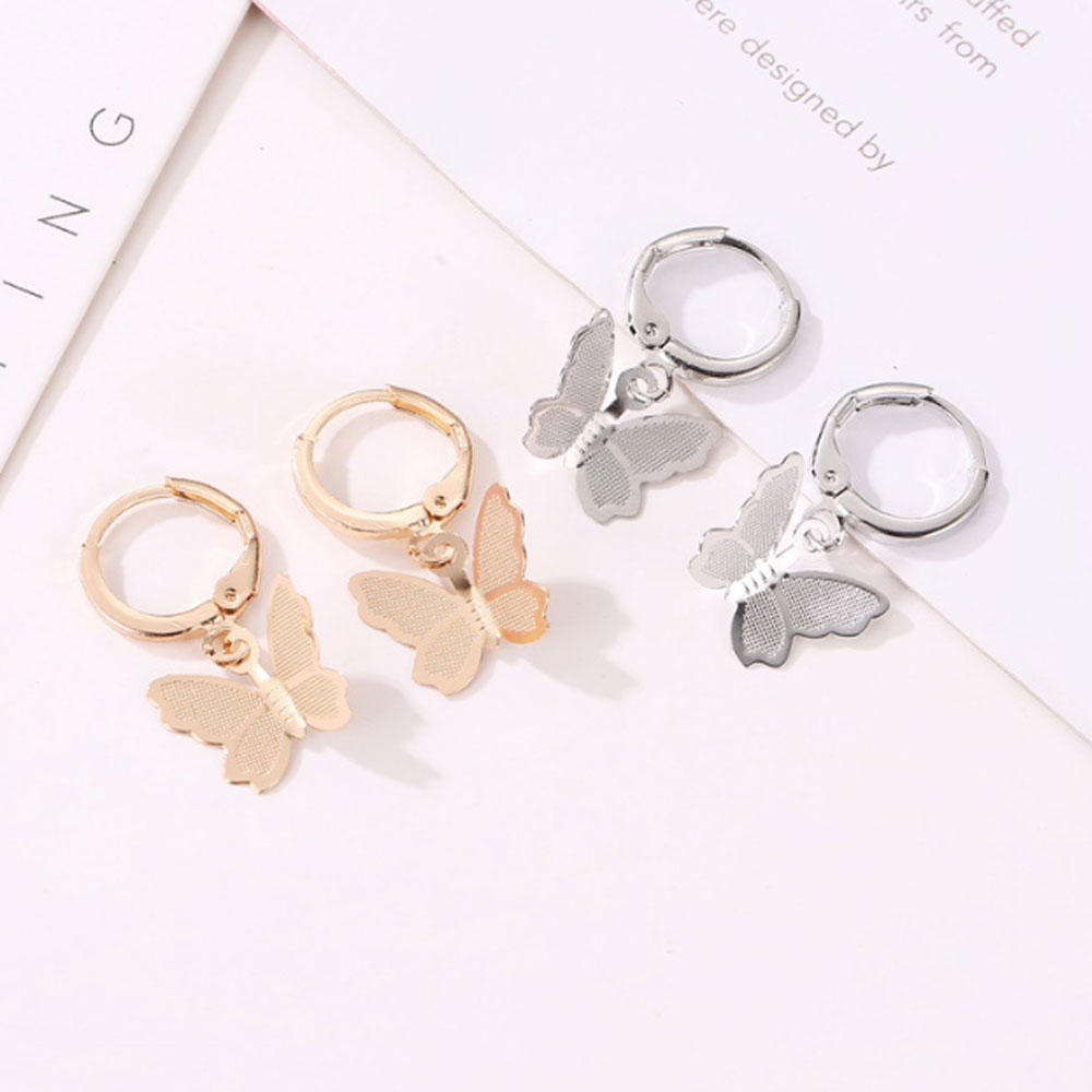 fashion trendy korean style alloy butterfly drop dangle pendant huggie earings jewelry women earring