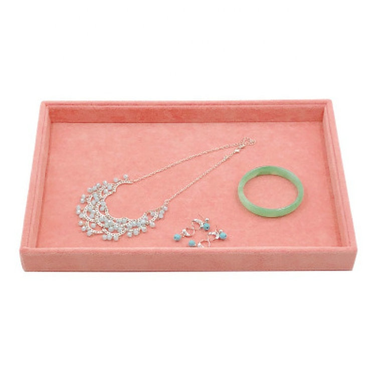 Larege Size Pink Earring Showcase Display Case Luxury Wood Velvet Hook Necklace Bracelet Ring Body Jewelry Storage Display Tray