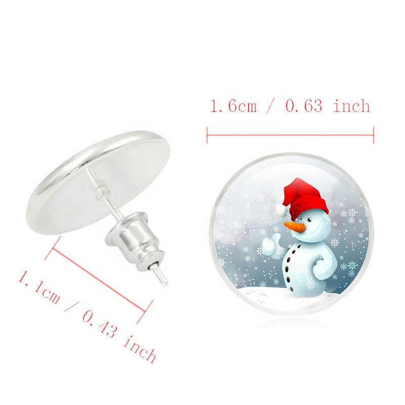 Silver Color Women Christmas Snowman Earrings Bracelet Moon Star Gem Necklace Jewelry Sets for Christmas New Year gift