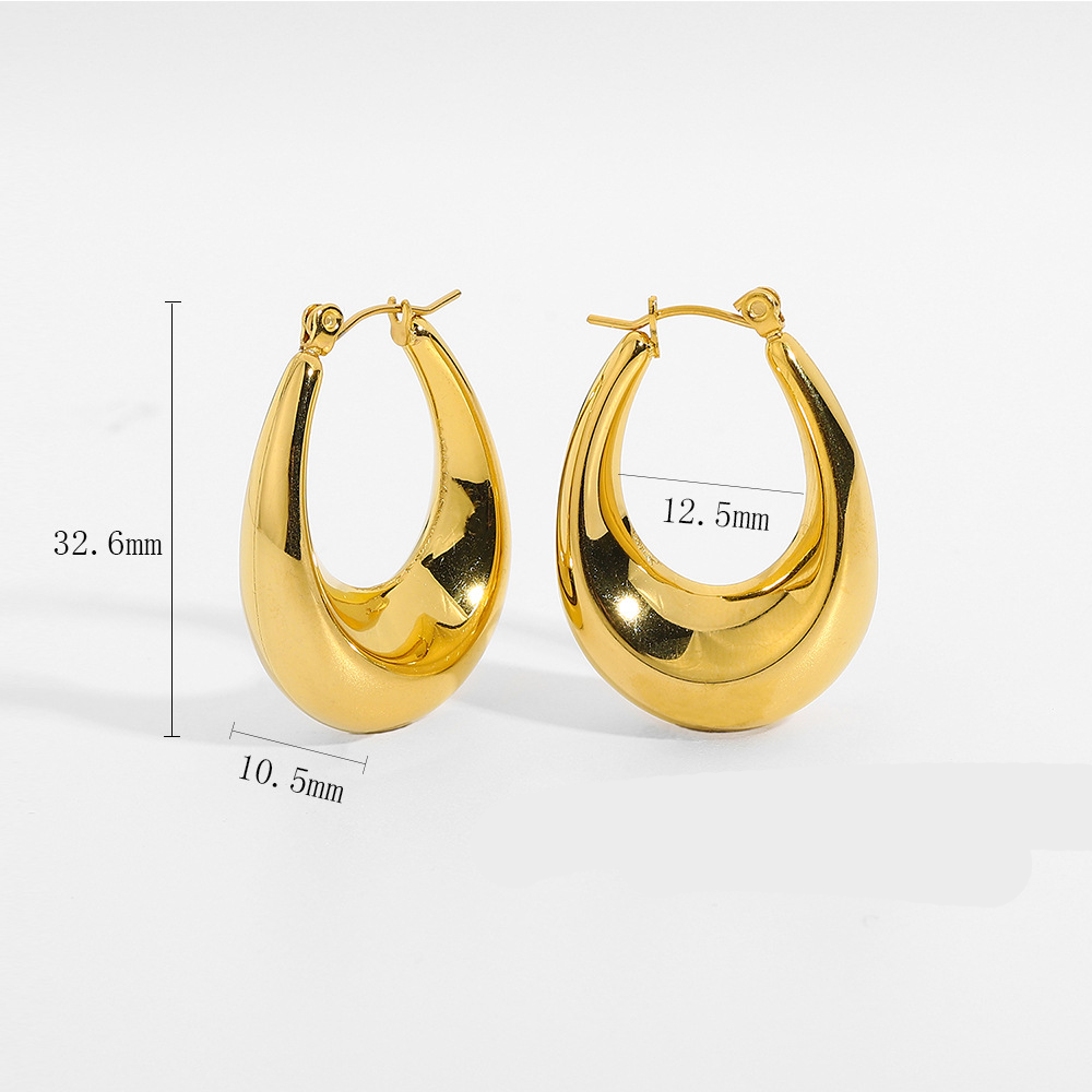 stainless steel elegant geometric bold hoop earring jewelry hoops women 1 buyer