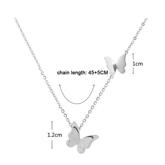 stainless steel butterfly necklace gold, silver and rose gold colors are optional abrazine finish lobster clasp