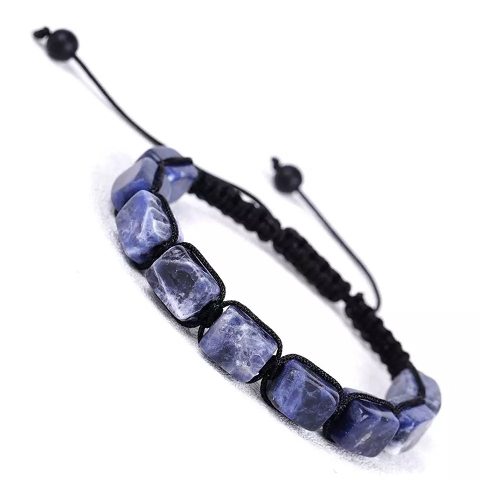 fashion natural 7 chakras gem rectangle stone beads beaded adjustable healing energy yoga bracelet jewelry