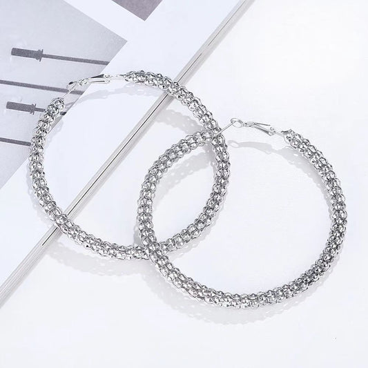 Brass Alloy Silver gold color fashion punk hoop dangle fashion earrings jewelry Women