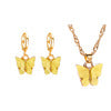 Fashion trendy accessories acrylic butterfly charm pendan necklace andt earrings jewelry set