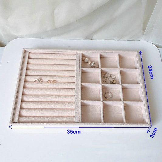 large size Velvet wood jewellery showcase beads bracelet necklace earring ring body jewelry packaging display tray