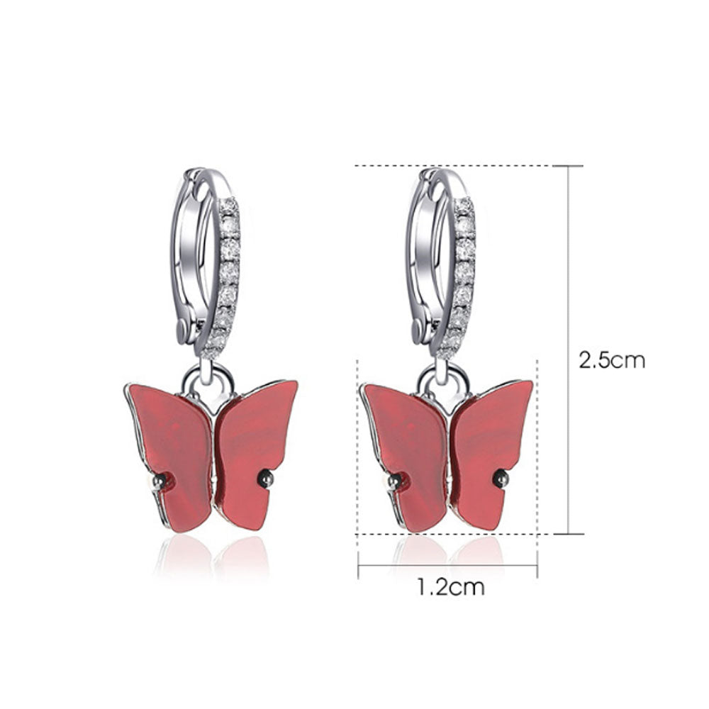 white pink red blue blue butterfly earrings new design huggie hoop acrylic