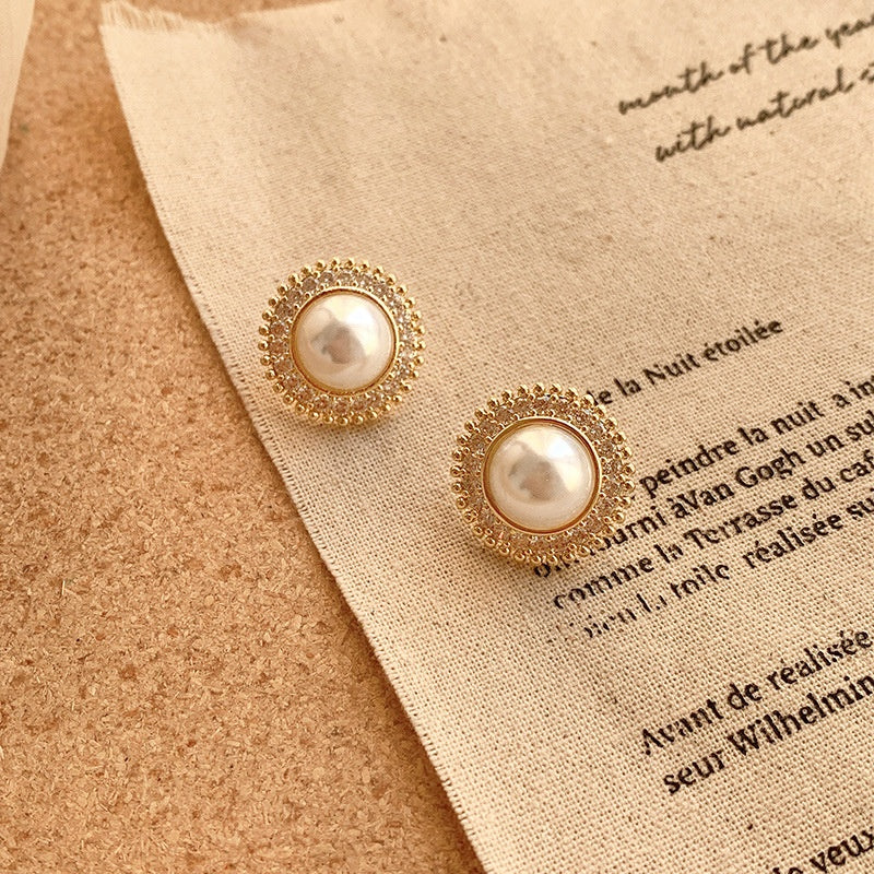 Hepburn classic fashion jewelry earrings beads abs enameled pearl stud earrings women jewelry