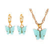 Fashion trendy accessories acrylic butterfly charm pendan necklace andt earrings jewelry set