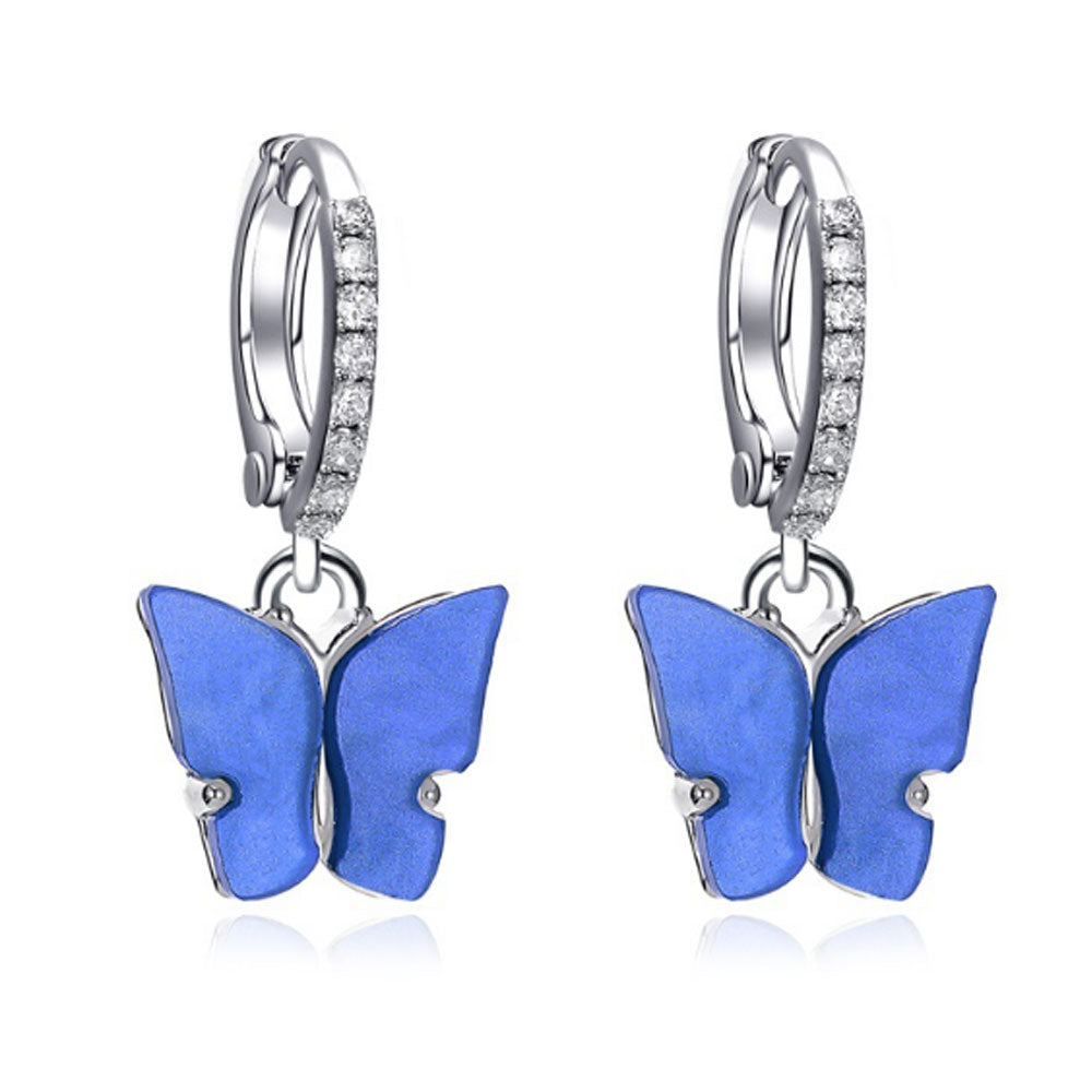 white pink red blue blue butterfly earrings new design huggie hoop acrylic