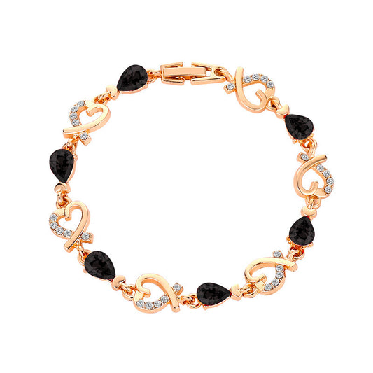 Korea trendy Alloy gift heart bracelet diamond copper office ladies bracelets for women jewelry