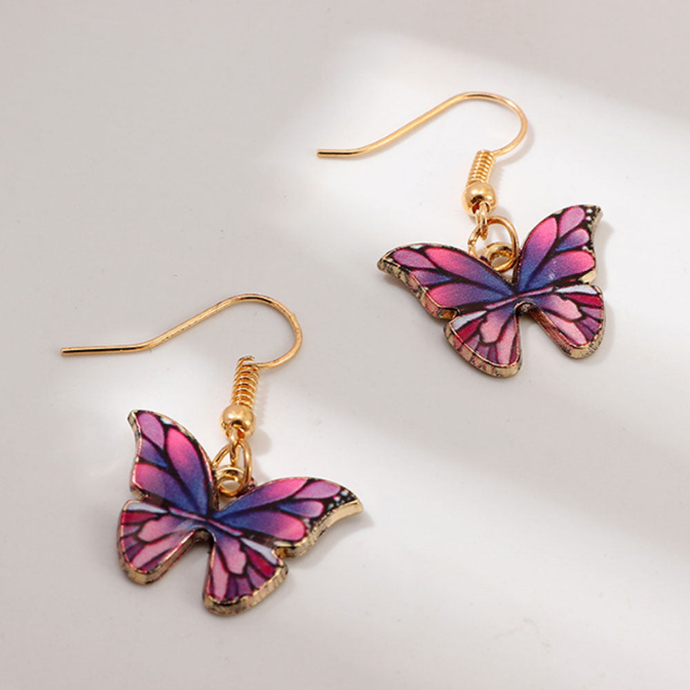 fashion trendy korean style alloy enamel butterfly drop dangle pendant earings jewelry