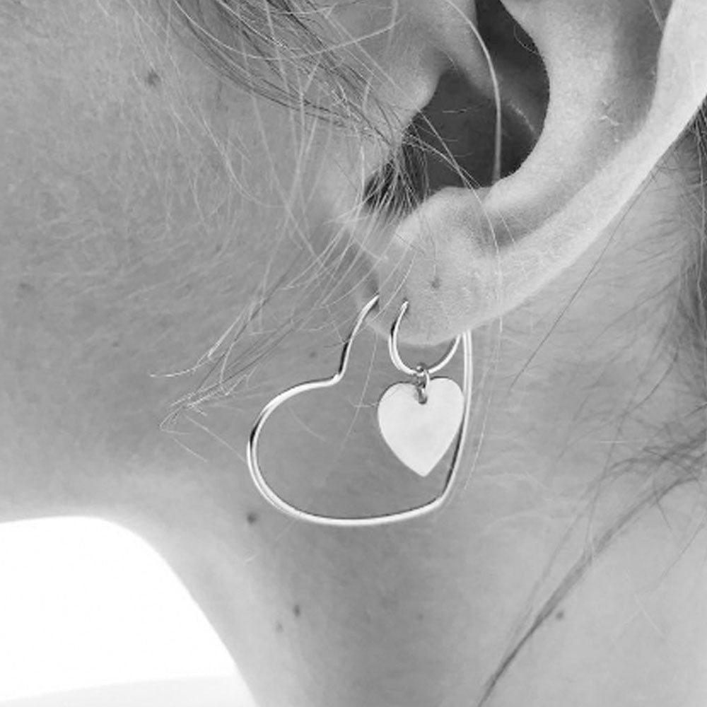korean style earrings korean hoop heart dangle drop jewelry for women silver plated