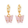 Trendy mixed color Korean new earrings fashion blue pink gold color acrylic butterfly hoop earring jewelry women