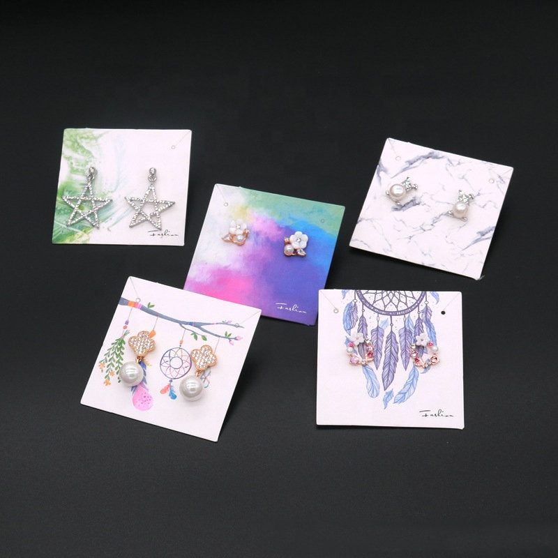 6x6cm colorful earring and necklace paper cards hanging holder display card for fashion jewelry