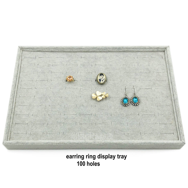 Large Size Gem Earring Ring Bracelet Pendant Necklace Display Storage Packaging Gray Velvet Jewelry Tray Stackers for Jewellery Organizer