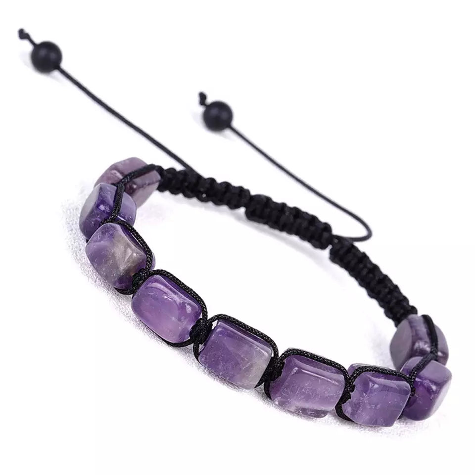 fashion natural 7 chakras gem rectangle stone beads beaded adjustable healing energy yoga bracelet jewelry