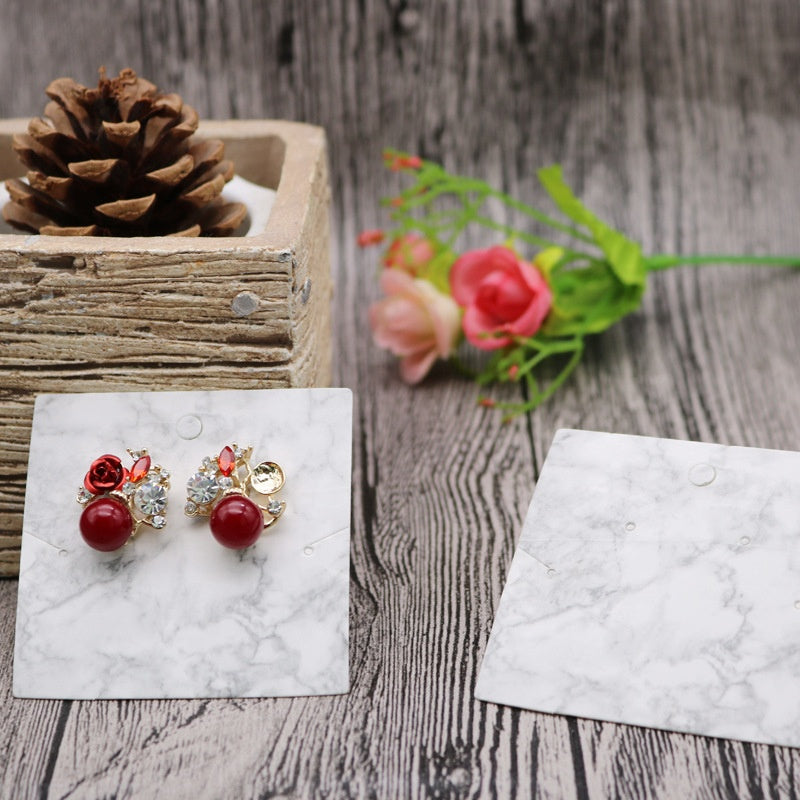 Wholesale white marble paper cards earring packaging card hanging holder jewelry necklace bracelet stud earring packaging cards