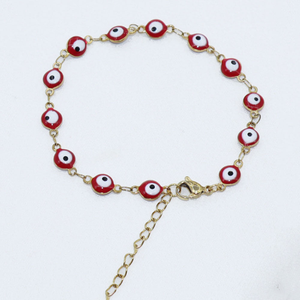 quake fashion plastic turkish red black blue pink d-evil eye bead with stainless steel chain adjustable bracelet jewelry