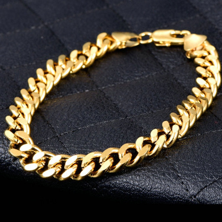 Fashion Alloy HipHop jewelry mens bracelet 5mm 7mm 8mm Wide 18k gold plated Miami Cuban Link Chains bracelet