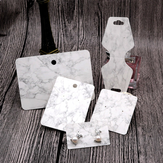 Wholesale white marble paper cards earring packaging card hanging holder jewelry necklace bracelet stud earring packaging cards