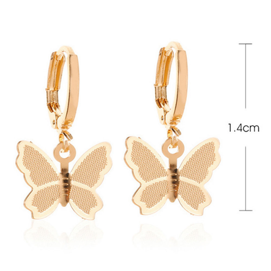 fashion trendy korean style alloy butterfly drop dangle pendant huggie earings jewelry women earring
