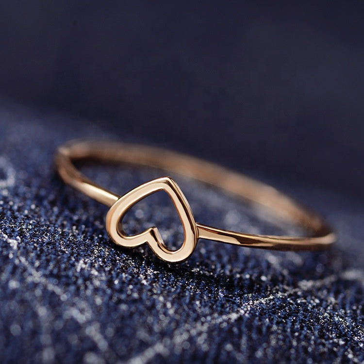 Korea Trendy Simple Love Heart Ring Copper Silver Gold color Eternity finger Ring for Boys Girls Women
