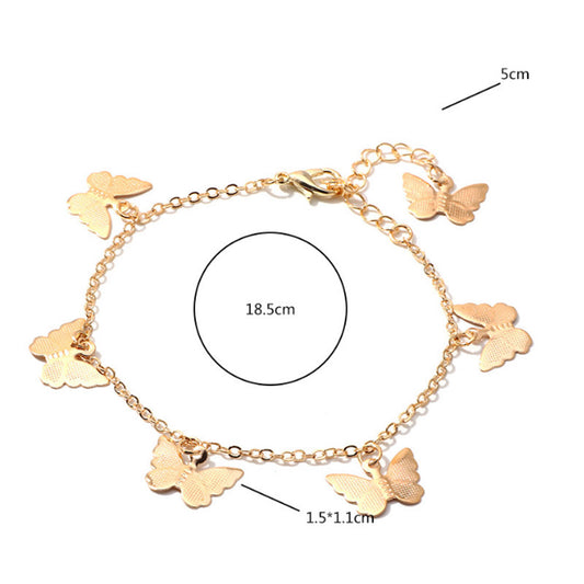 alloy gold and silver plated butterfly charm chain bracelet jewelry