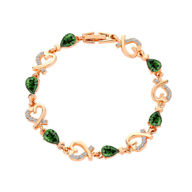 Korea trendy Alloy gift heart bracelet diamond copper office ladies bracelets for women jewelry