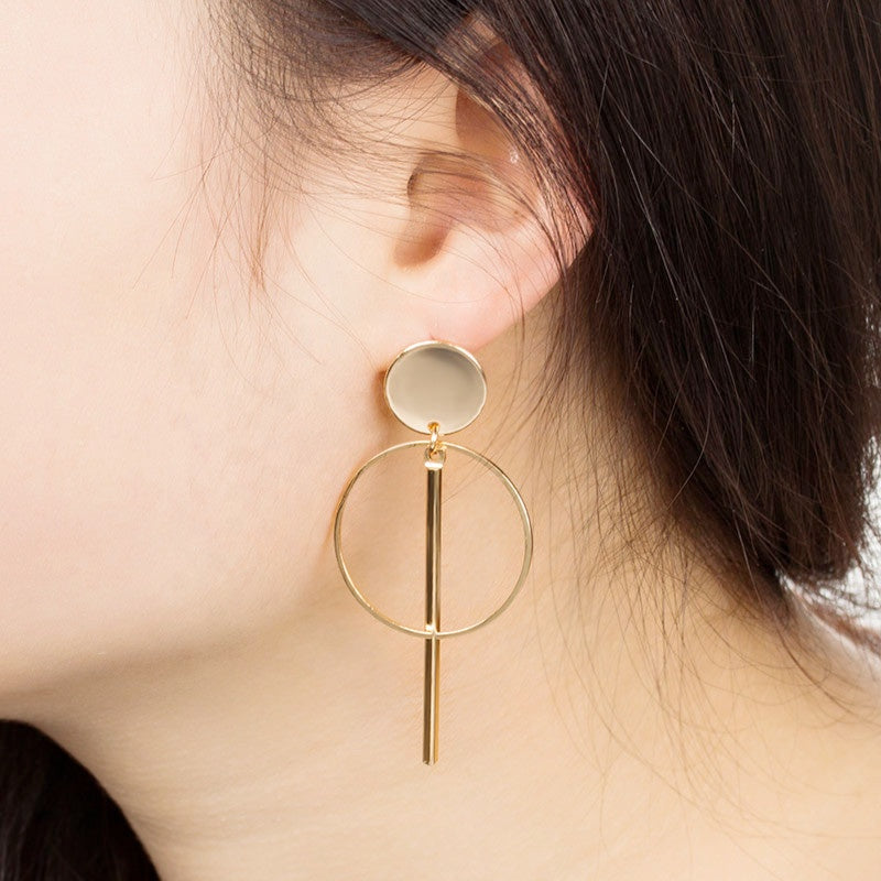 Wholesale Women Korea geometric long earrings gold plated hoop bar pendant tassel earring jewelry boho