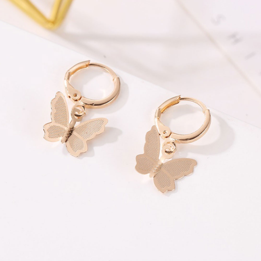 fashion trendy korean style alloy butterfly drop dangle pendant huggie earings jewelry women earring