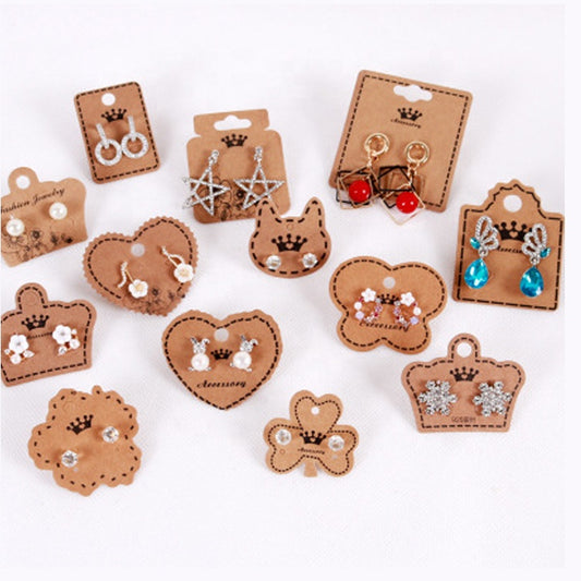 Multi sizes shapes wholesale cheap craft paper packaging display cards earrings ear studs hanging holder earring cards