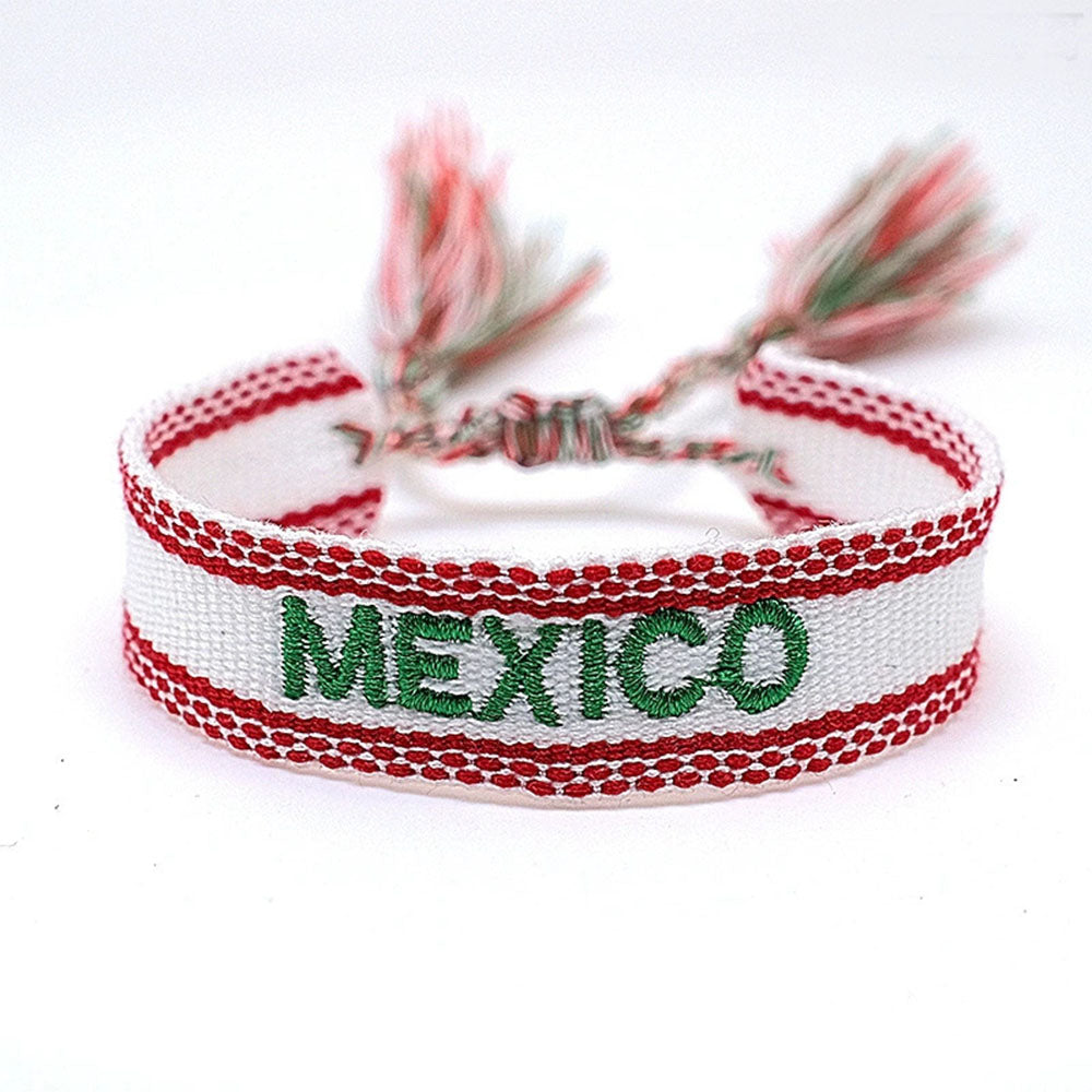 boho handmade adjustable cord women country flag color sports competition country bracelet jewelry