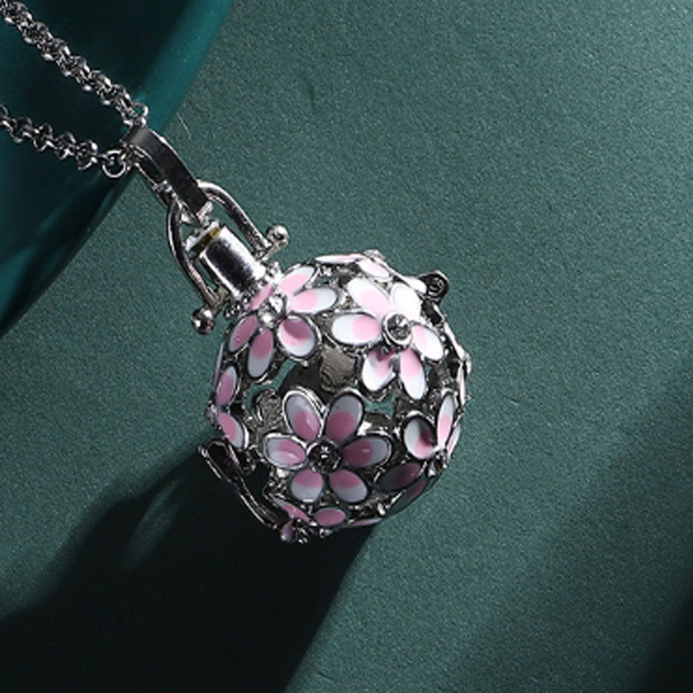 alloy aromatherapy aroma essential perfume oil differser chim ball pendant necklace diffuser enamel flower charm no chain