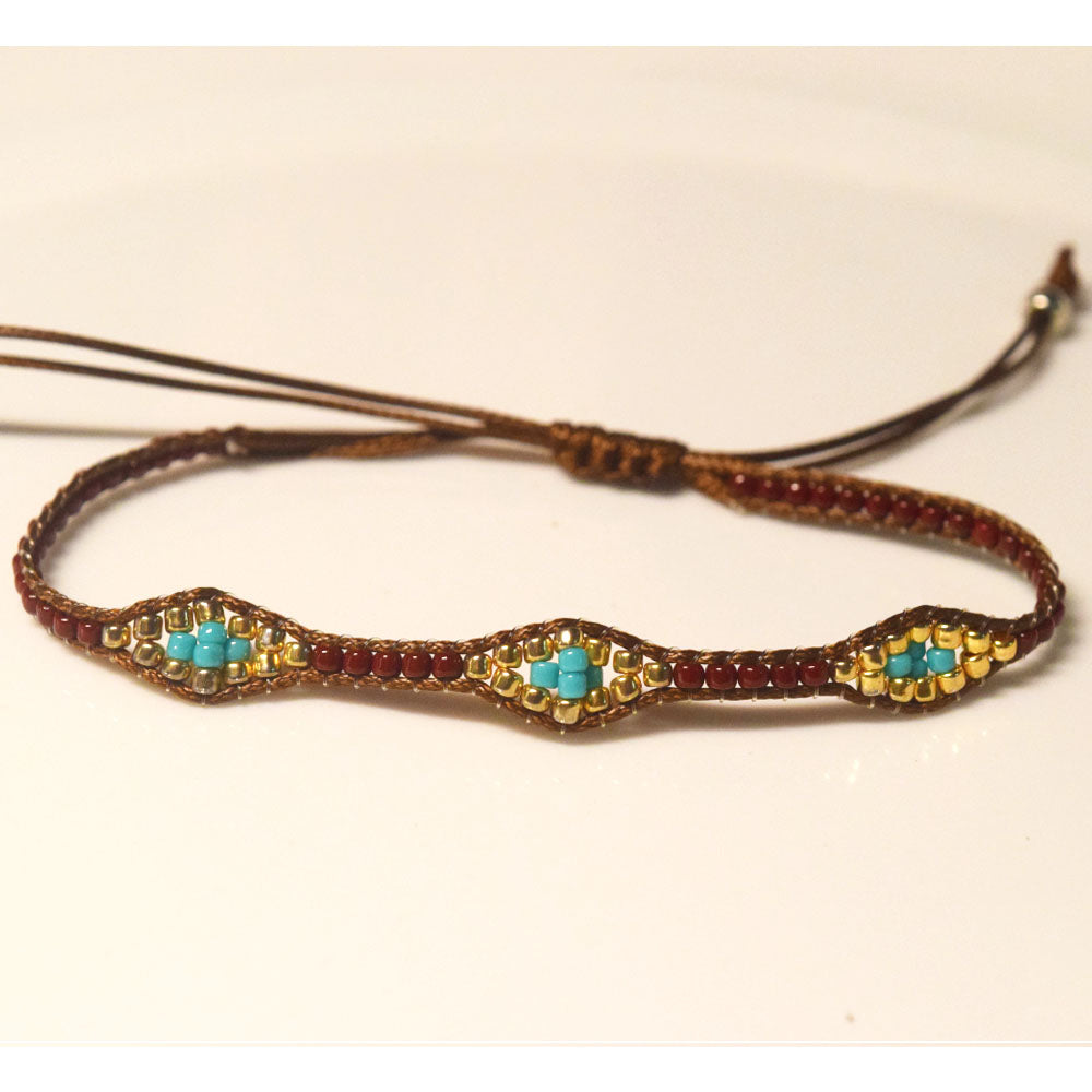 fashion glass seed beaded woven bohemian elegant charm woven jewelry stack bracelets blue handmade