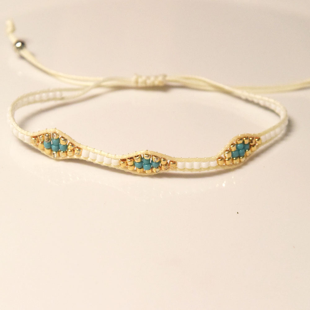 fashion glass seed beaded woven bohemian elegant charm woven jewelry stack bracelets blue handmade