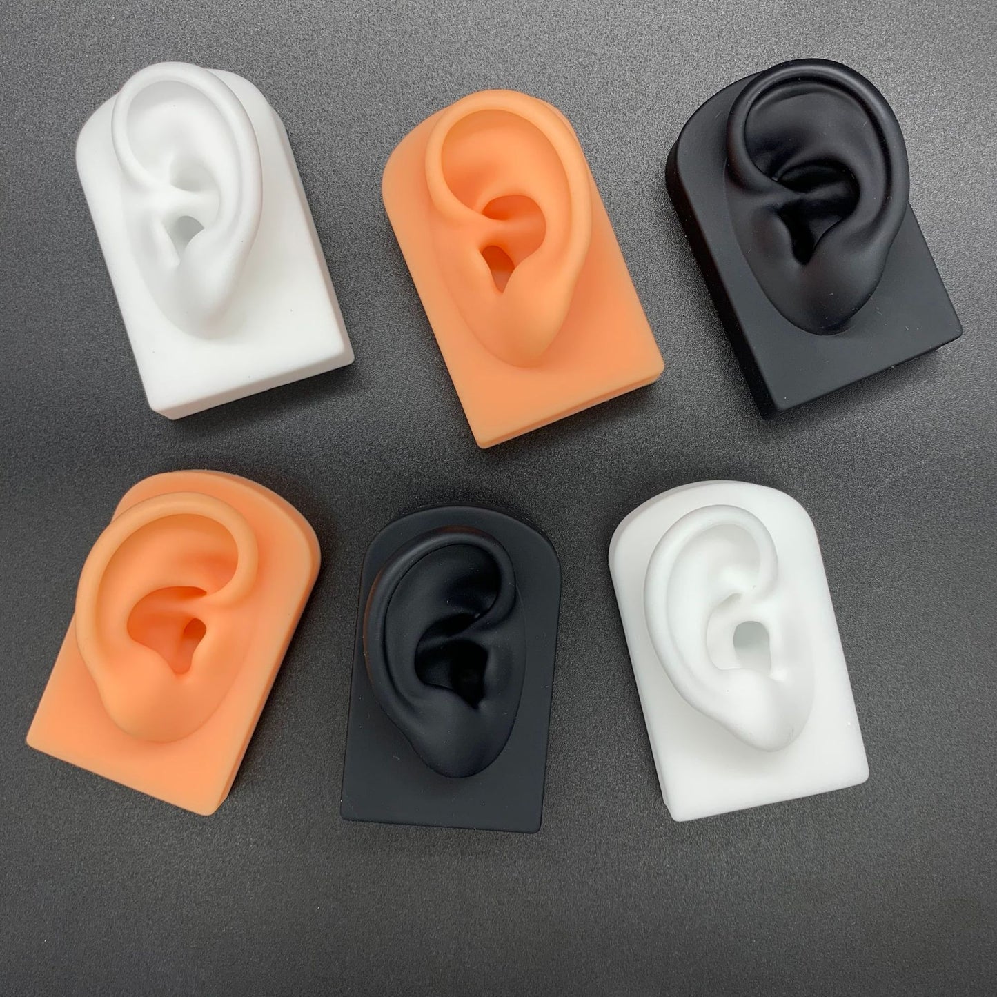 hot selling silicone ear model to display the earrings white black skin colors