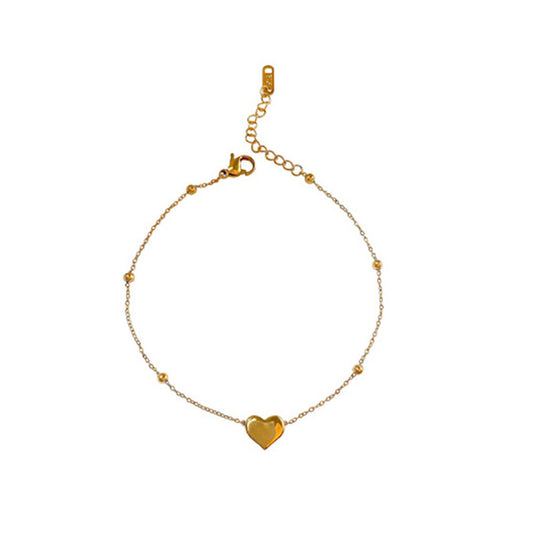 stainless steel peach heart charm foot ankle bracelet chain anklet China Supplier wholesaler small business support supplier