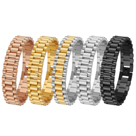 wholesale 304 stainless steel watch band chain bangle bracelet men jewelry 15mm wide China Manufacturer Supplier