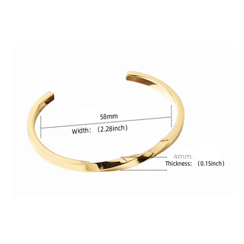 wholesale stainless steel 18k gold plated twist cuff 4mm wide bangle bracelet unisex China Manufacturer Supplier