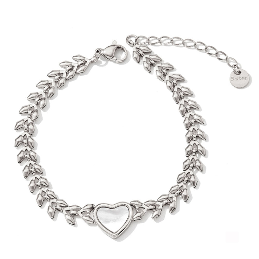 wholesale high quality stainless steel chain heart charm bangle bracelet jewelry woman china supplier