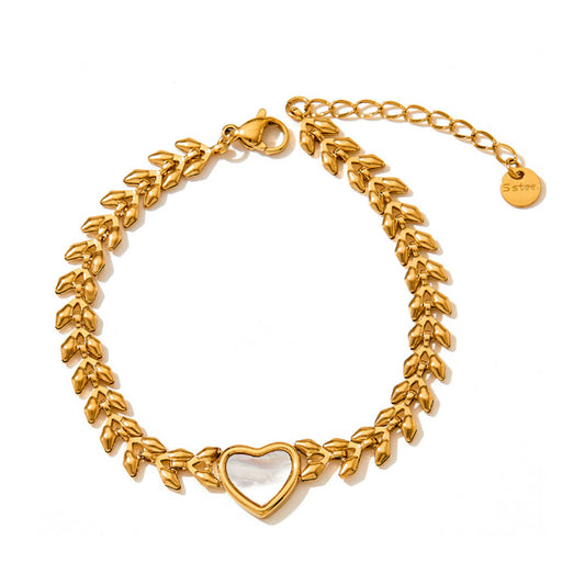wholesale high quality stainless steel chain heart charm bangle bracelet jewelry woman china supplier
