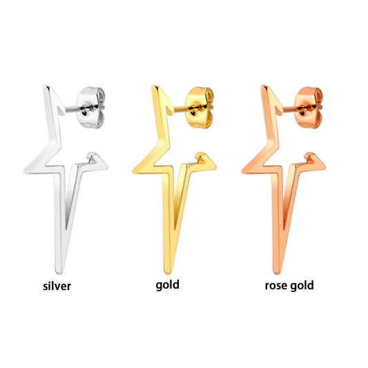 Korean fashion rose gold fashion srugical stainless steel earrings dangle half star gold plated long