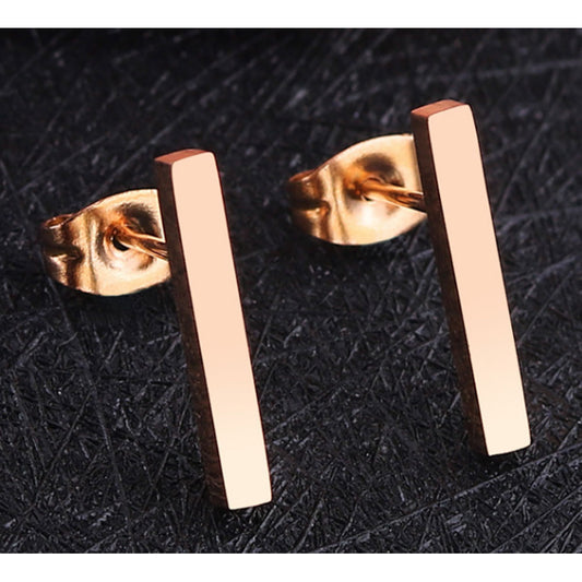 wholesale gold silver and black fashion safety pin vertical bar stud earings jewelry surgery stainless steel for women
